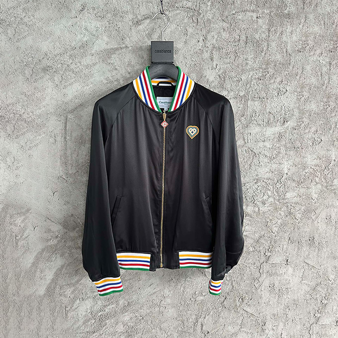casablanca heart embroidery bomber jacket
